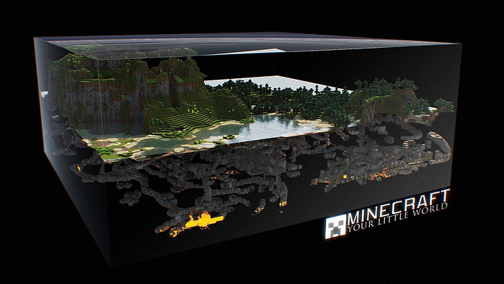 Minecraft tour little world wallpaper, CGI, digital art, video games