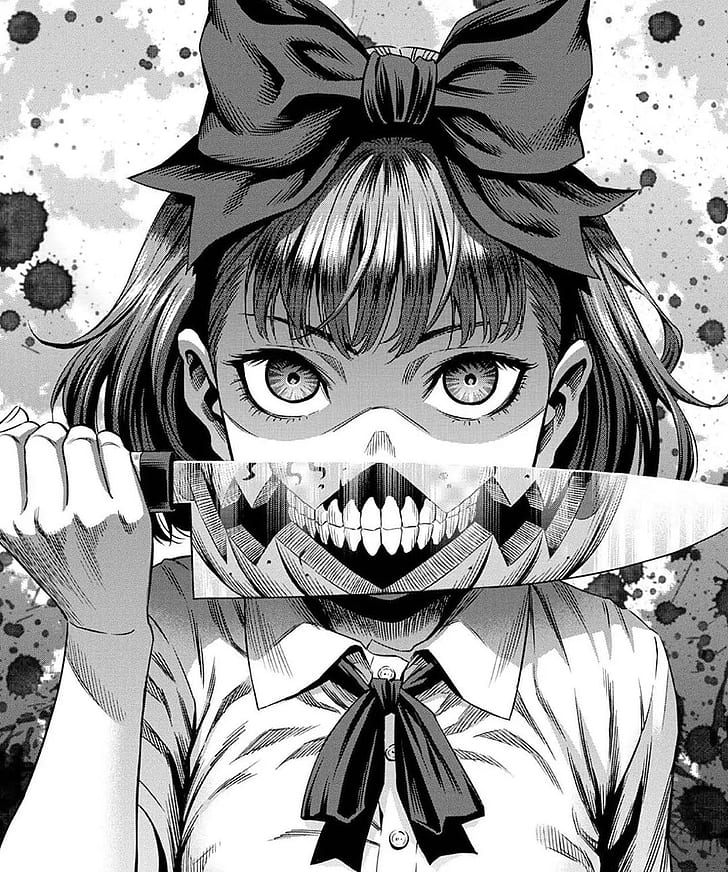HD wallpaper: manga, anime, gore, knife, dark, low saturation, monochrome |  Wallpaper Flare