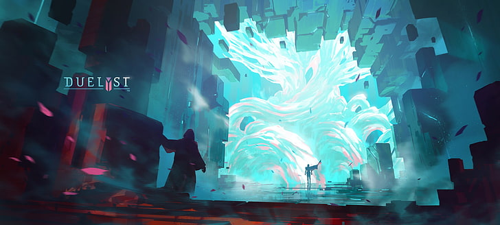 white and black abstract painting, Duelyst, video games, artwork