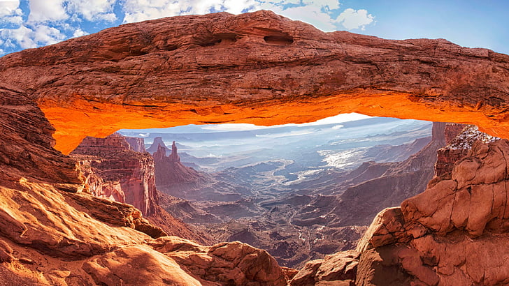 natural arch, mesa arch, canyonlands national park, utah, united states, HD wallpaper