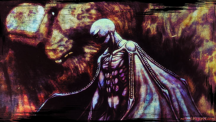 man with purple wings painting, Kentaro Miura, Berserk, Griffith, HD wallpaper