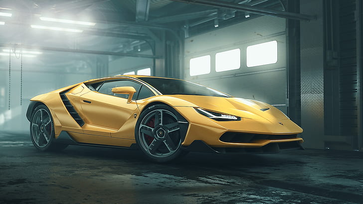 yellow cars, Lamborghini, vehicle, supercars, Lamborghini Centenario, HD wallpaper
