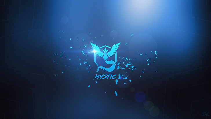 Pokemon Team Mystic logo, Pokémon, blue, Pokemon Go, illuminated