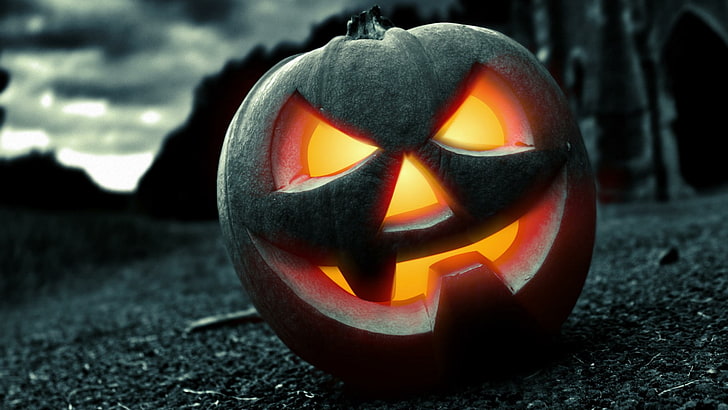 halloween, pumpkin, jack o lantern, monochrome, cucurbita, winter squash