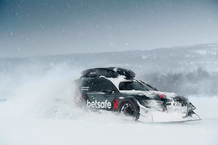 black Betsafe snow car, Audi, RS6, Audi RS6, Audi RS6 Avant, Gumball