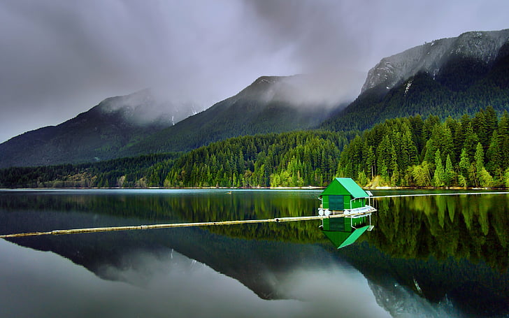 capilano, clouds, earth, forest, house, jungle, lakes, landscapes, HD wallpaper