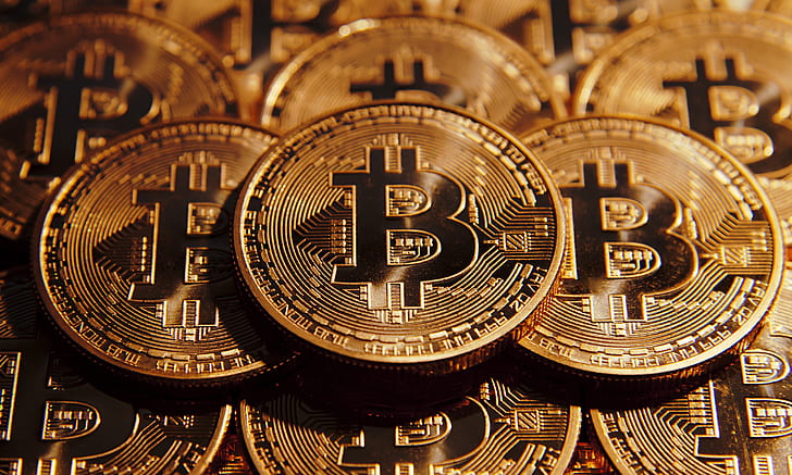 Bitcoin, gold, HD wallpaper