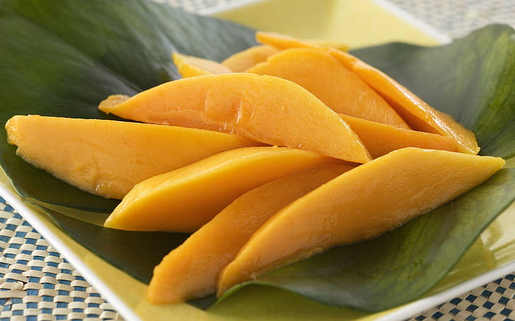 Sliced mango, slices of ripe mango, photography, 1920x1200, fruit