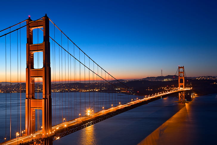Golden Gate Bridge areal view, Golden Dawn, HDR, golden  gate  bridge