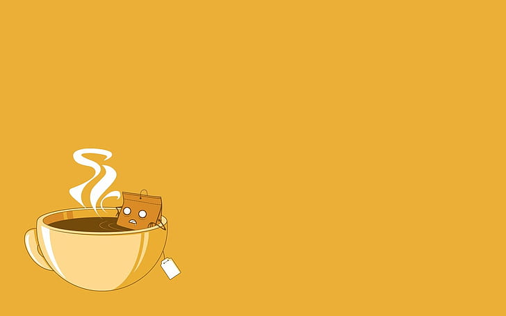 background, Bag, coffee, cups, funny, minimalistic, Relaxed, HD wallpaper