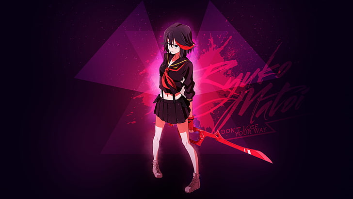 kill la kill, ryuko matoi, school uniform, scissor, Anime, one person