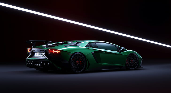 Lamborghini, Lamborghini Aventador SV, car, luxury cars, green cars, HD wallpaper