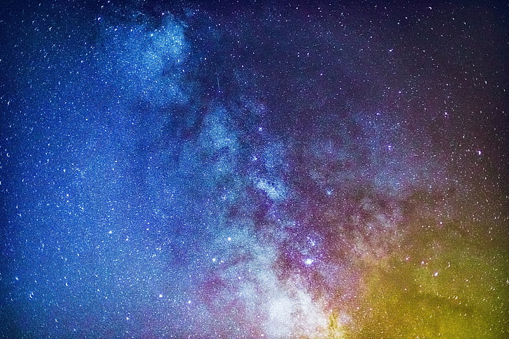 Milky Way galactic center, starry sky, glitter, stars, space