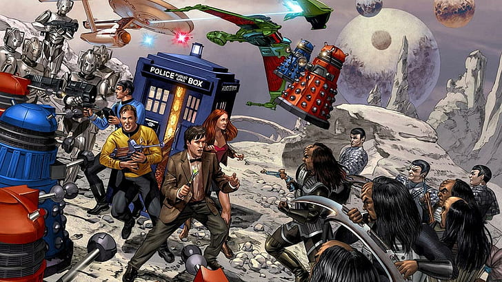 Doctor Who Star Trek crossover, star trek illustration, funny