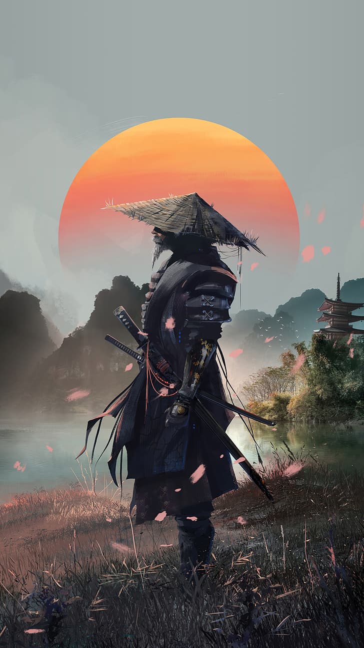 artwork, fantasy art, samurai, HD wallpaper
