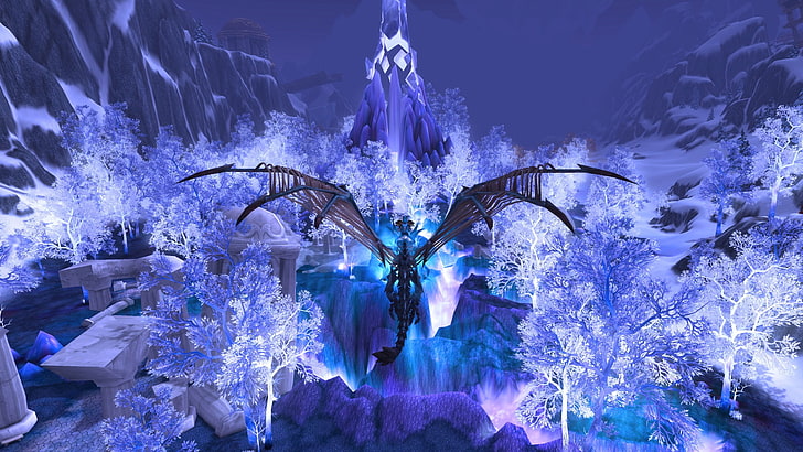 dragon graphic art, blue, World of Warcraft, Blizzard Entertainment, HD wallpaper