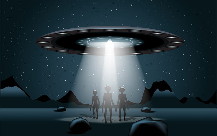 stars, Aliens, flying saucer, the stars of the night, HD wallpaper
