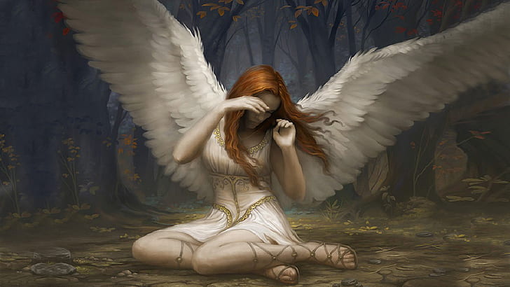 Magic The Gathering HD, crying female angel illustration, fantasy