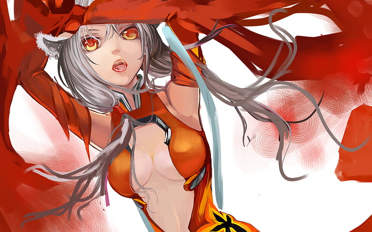 Fire Sexy Fox Girl Art, anime, HD wallpaper
