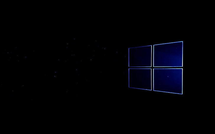 Windows logo, Windows 10, copy space, night, blue, indoors, no people HD wallpaper