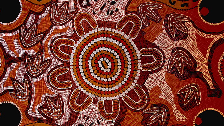red and white sheet, Australia, painting, Aboriginal, tribal, HD wallpaper