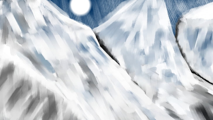 snow, snowy mountain, digital art, no people, pattern, day
