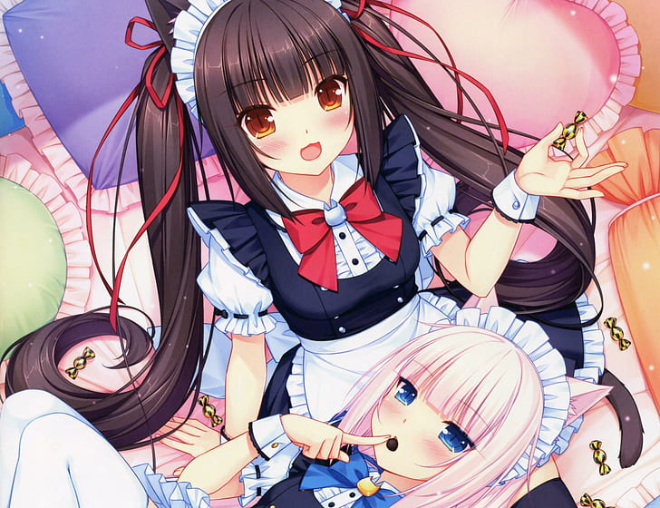 Anime Girls, Neko Para, Chocolat, Vanilla, Maid Outfit, 2122x1632, HD wallpaper