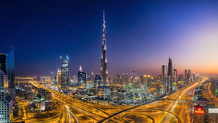 HD wallpaper: aerial view of city during night, Cities, Dubai, Burj Khalifa  | Wallpaper Flare