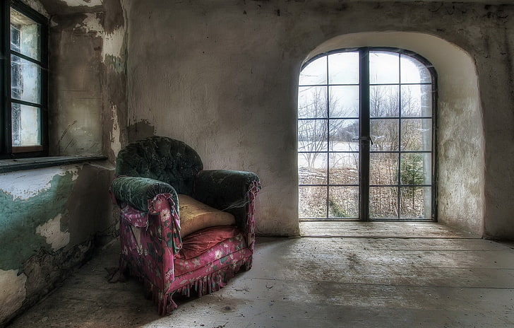 room, chair, old, window, interior, abandoned, indoors, furniture, HD wallpaper