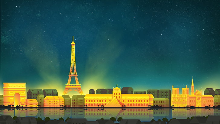 HD wallpaper: animated illustration of Eiffel Tower, beige and blue tower  illustration | Wallpaper Flare