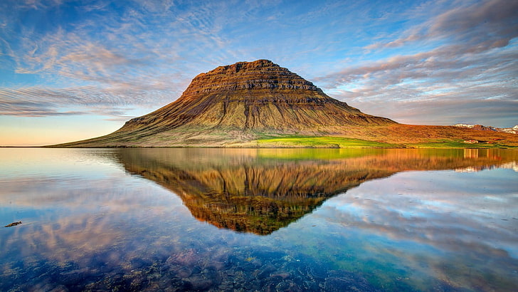 Hd Wallpaper Kirkjufell Iceland Aurorae Mountains Landscape