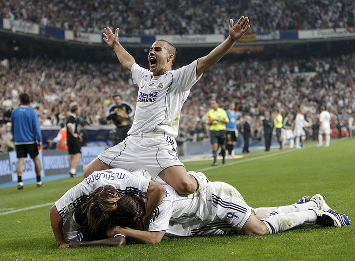 men's white soccer jersey set, joy, victory, Cannavaro, goal, HD wallpaper