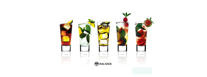 drink, cocktails, alcohol, drinking glass, white background, HD wallpaper