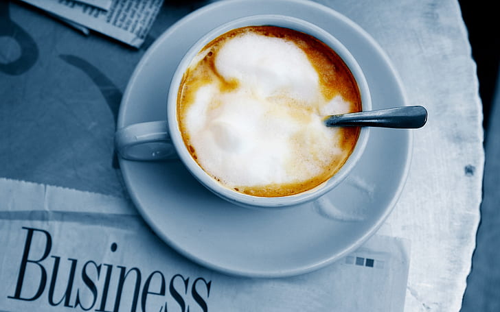 Newspaper with a cup of coffee, HD wallpaper