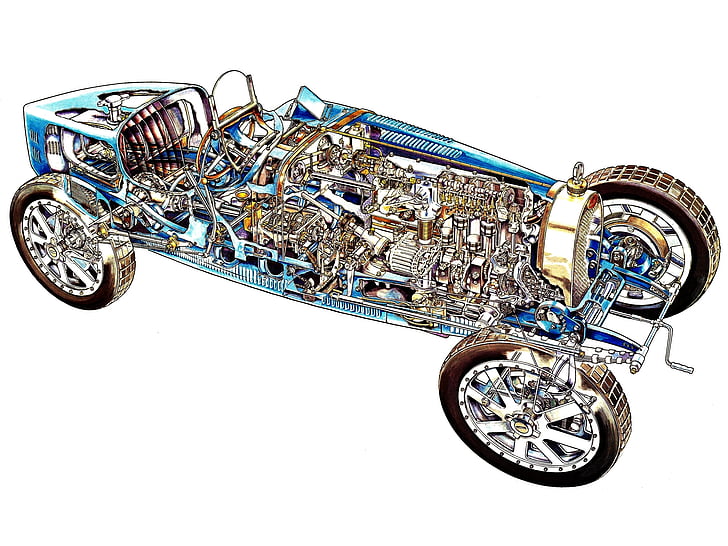 1924, bugatti, cutaway, engine, engines, interior, race, racing, HD wallpaper