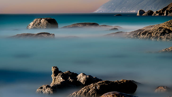 rock formations on blue ocean water during daytime, noordhoek, noordhoek, HD wallpaper