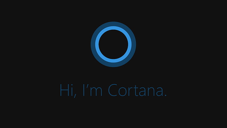Cortana, Windows 10, minimalism, text, black background, illuminated HD wallpaper