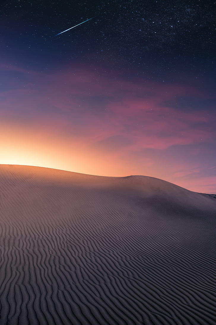 desert, dunes, sunset, sand, horizon, canary islands, spain, HD wallpaper