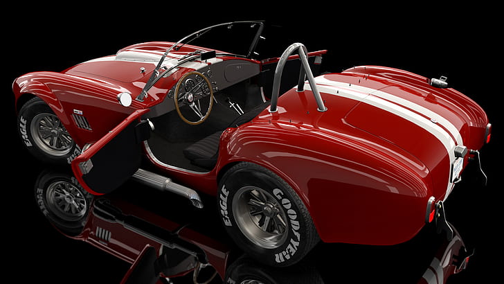 Shelby, Shelby Cobra 427, black background, reflection, 3D graphics