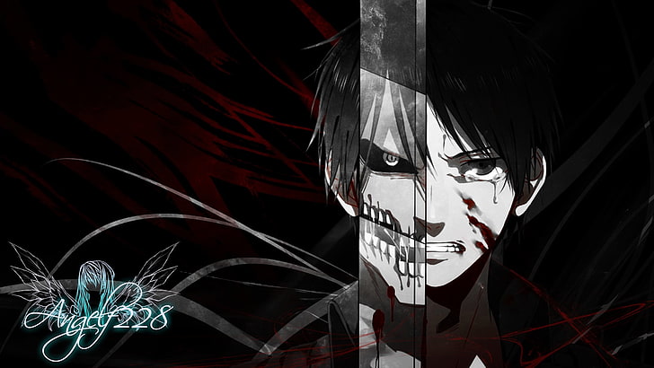 Anime, Attack On Titan, Eren Yeager, one person, night, black background