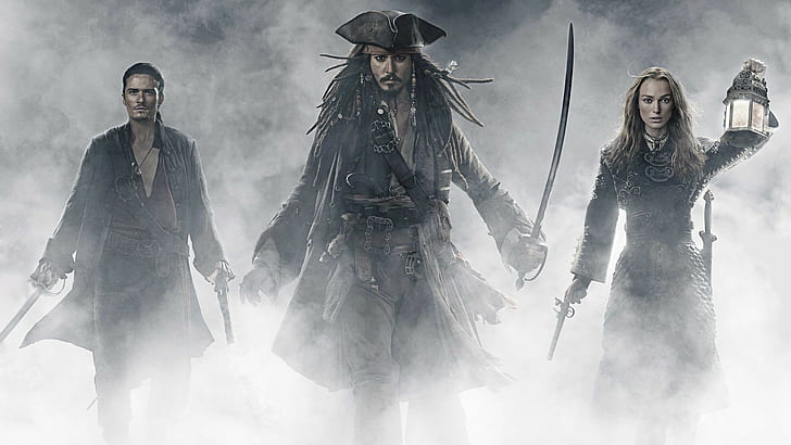 Johnny Depp  Pirates of the Caribbean: At Worlds End  Jack Sparrow  Orlando Bloom  movies  Keira Knightley, HD wallpaper