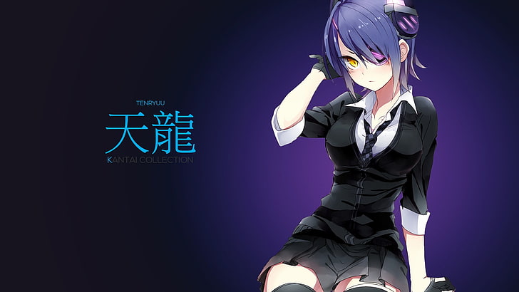 purple haired female anime character, Kantai Collection, Tenryuu (KanColle), HD wallpaper