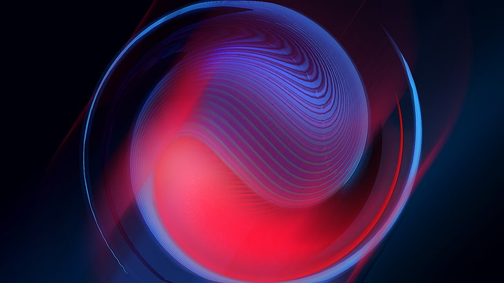 red, light, circle, sphere, spiral, graphics, digital art