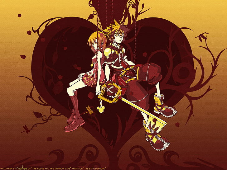 Kingdom Hearts, Brown, Kairi (Kingdom Hearts), Sora (Kingdom Hearts), HD wallpaper