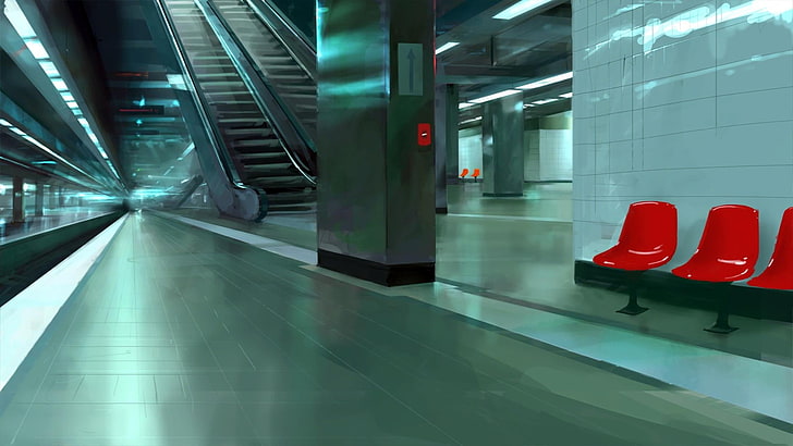 train subway station photo, artwork, metro, underground, architecture, HD wallpaper
