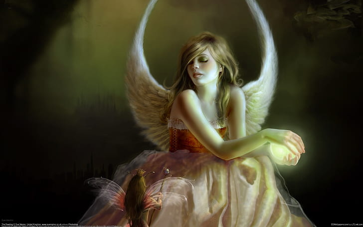 Angel girl elf wings, HD wallpaper