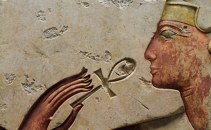 Pharaoh, ankh cross illustration, Vintage, Hand, Paris, Museum