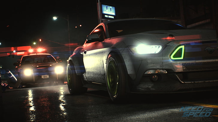 silver Ford Mustang coupe, Need for Speed, 2015, video games, HD wallpaper