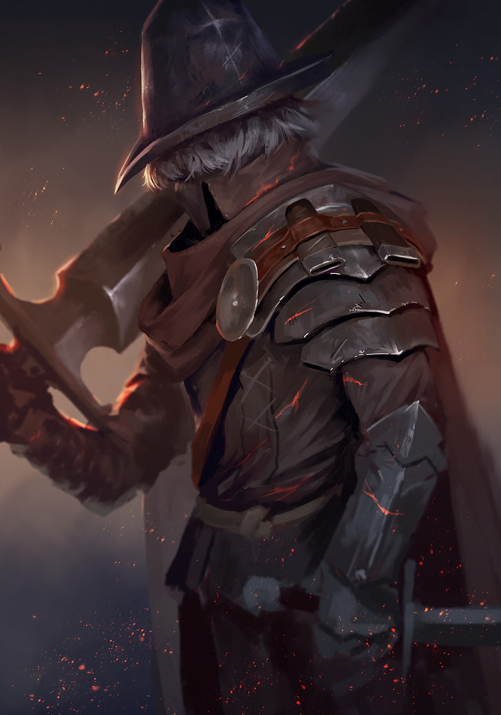 man holding sword illustration, fantasy art, warrior, Dark Souls III