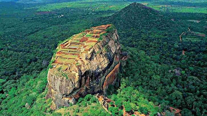 sigirya, rock, sri lanka, vegetation, fortress, dambulla, ancient, HD wallpaper